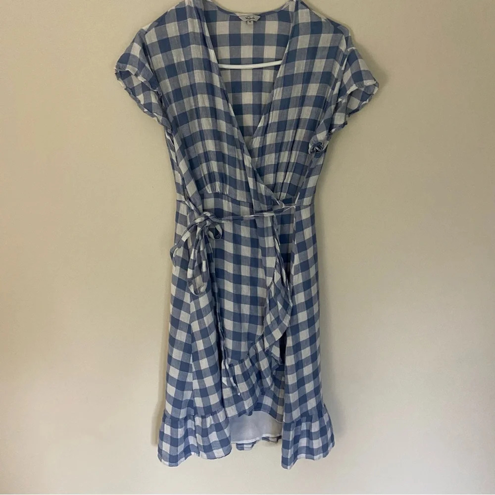 Rails Brigitte Periwinkle Check Wrap Style Dress … - image 2